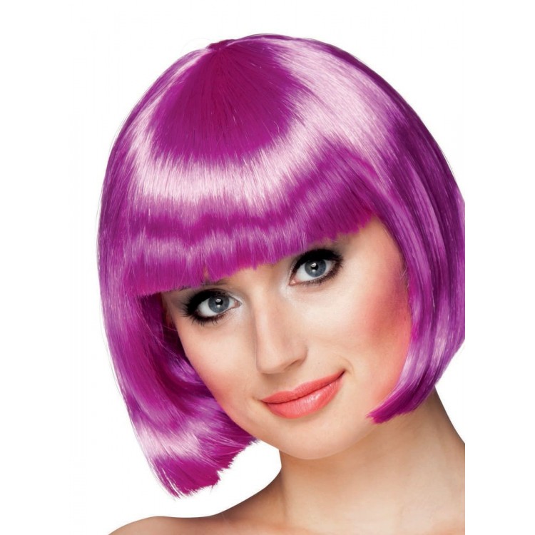 Purple Color Party Wig Blunt Hair