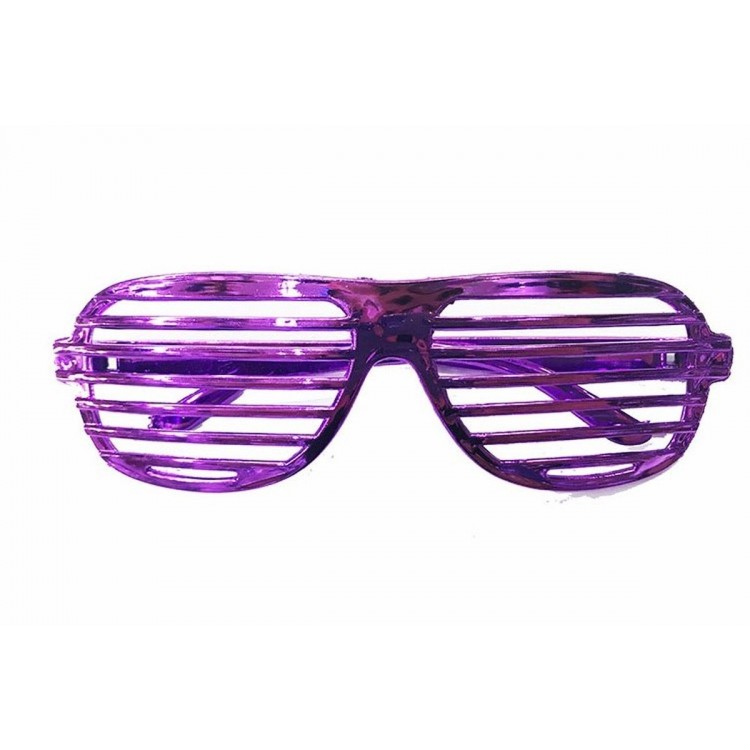 Metallized Shutter Shaped Shiny Party Glasses Purple Color 15x6