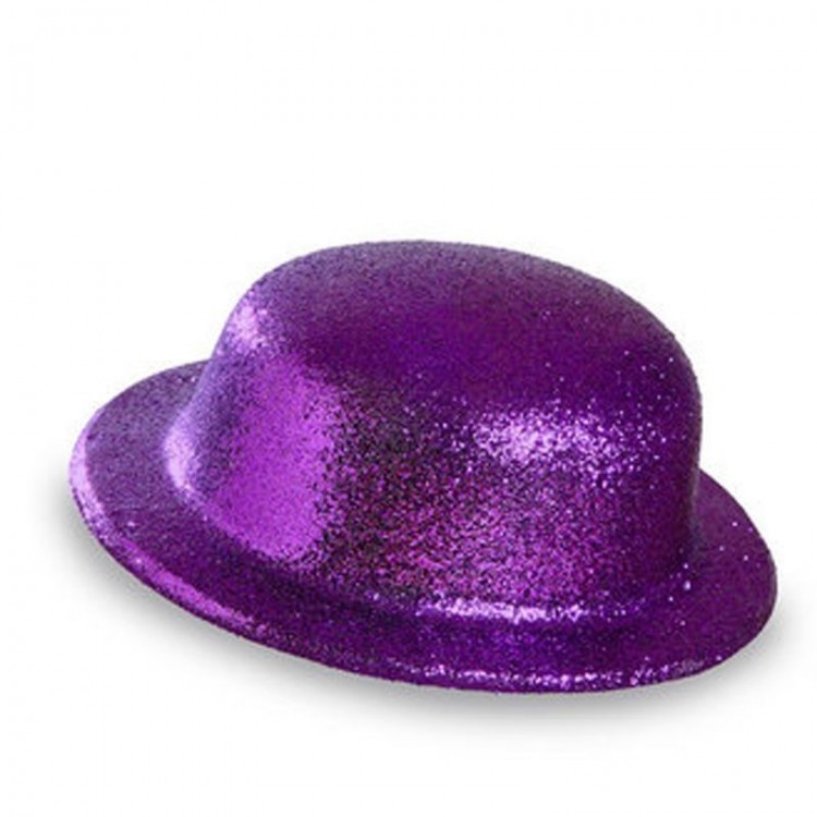 Purple Color Round Glitter Plastic Party Hat