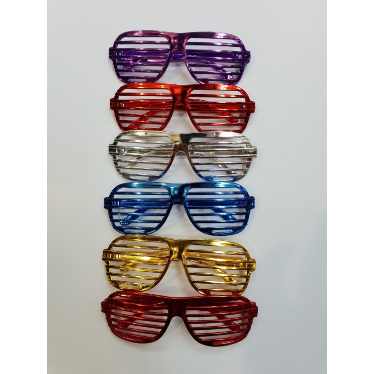 Metallized Shutter Shaped Shiny Party Glasses 6 Colors 15x6