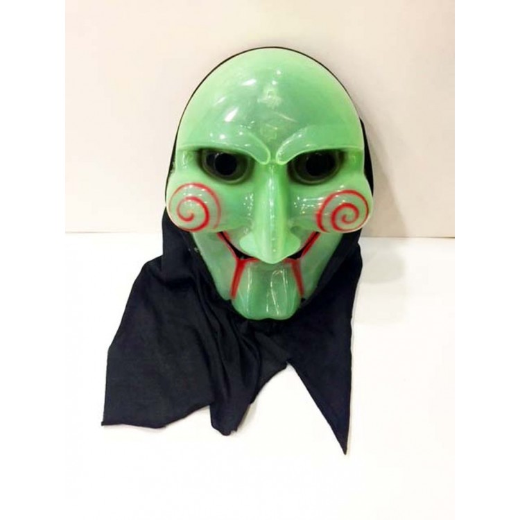 Black Hooded Neon Glow Chainsaw Mask Glowing in the Dark