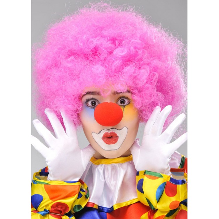 Pink Color Curly Afro Bonus Wig Hair Extensions and Red Nose Set