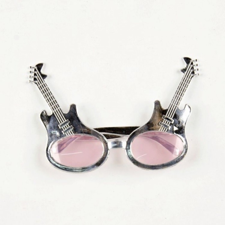 Rockn Roll Retro Guitar Shaped Party Glasses Silver Color