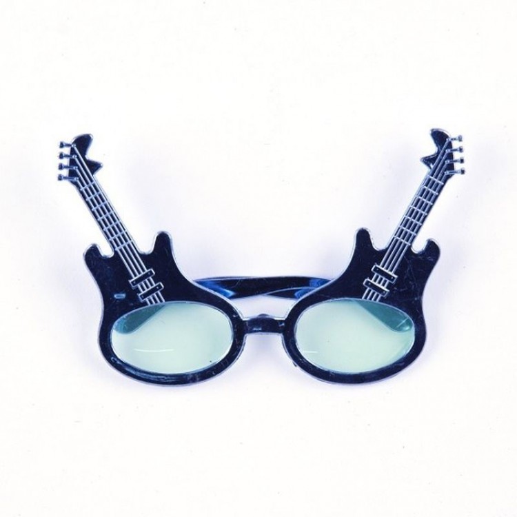 Rockn Roll Retro Guitar Shaped Party Glasses Blue Color
