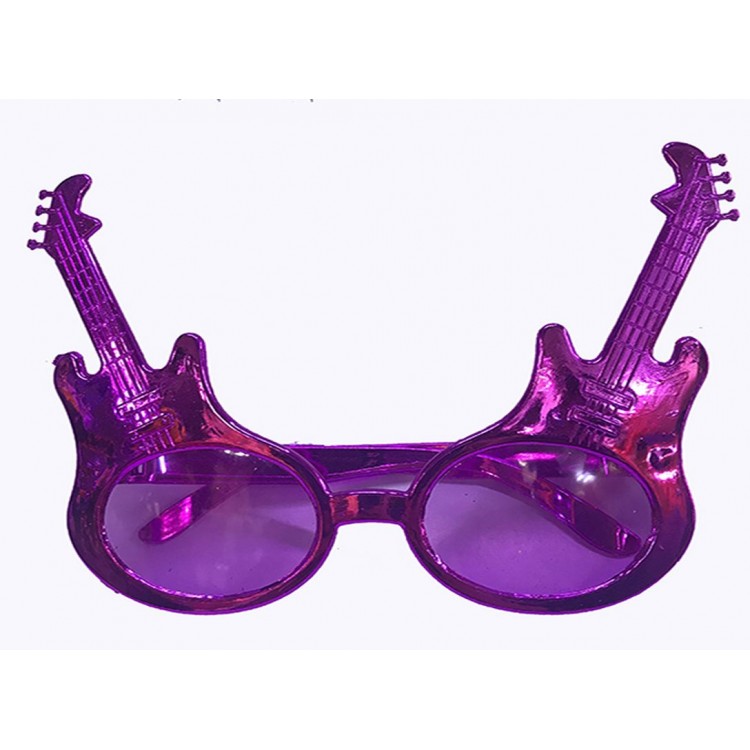 Rockn Roll Retro Guitar Shaped Party Glasses Fuchsia Color