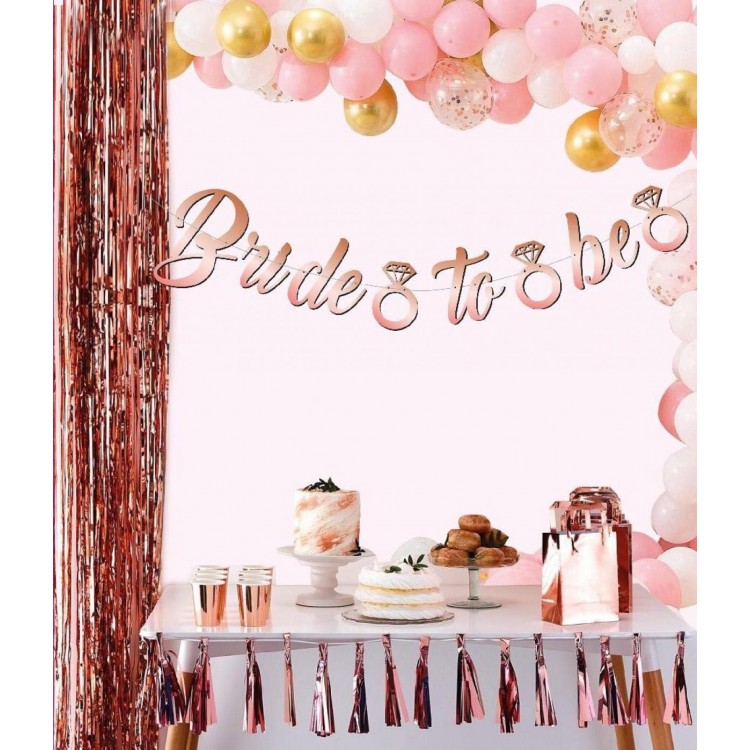 Rose Gold Color Italic Text Bachelorette PartySolitaire Bride To Be Banner Pennant Ornament
