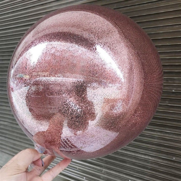 Rose Gold Color Glitter Round Transparent Balloon 24Inch