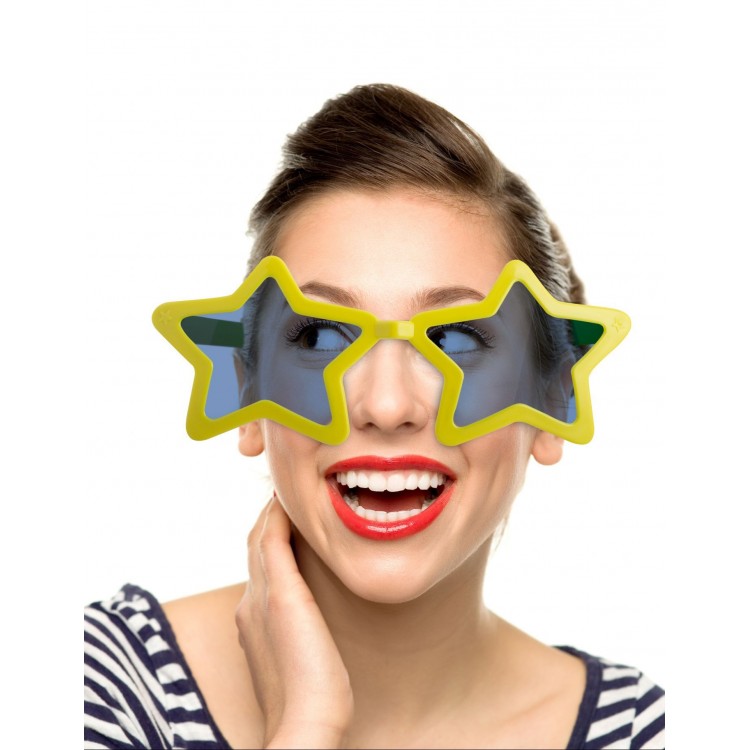 Sarı Renk Mega Boy Megastar Yıldız Şekilli Parti Gözlüğü