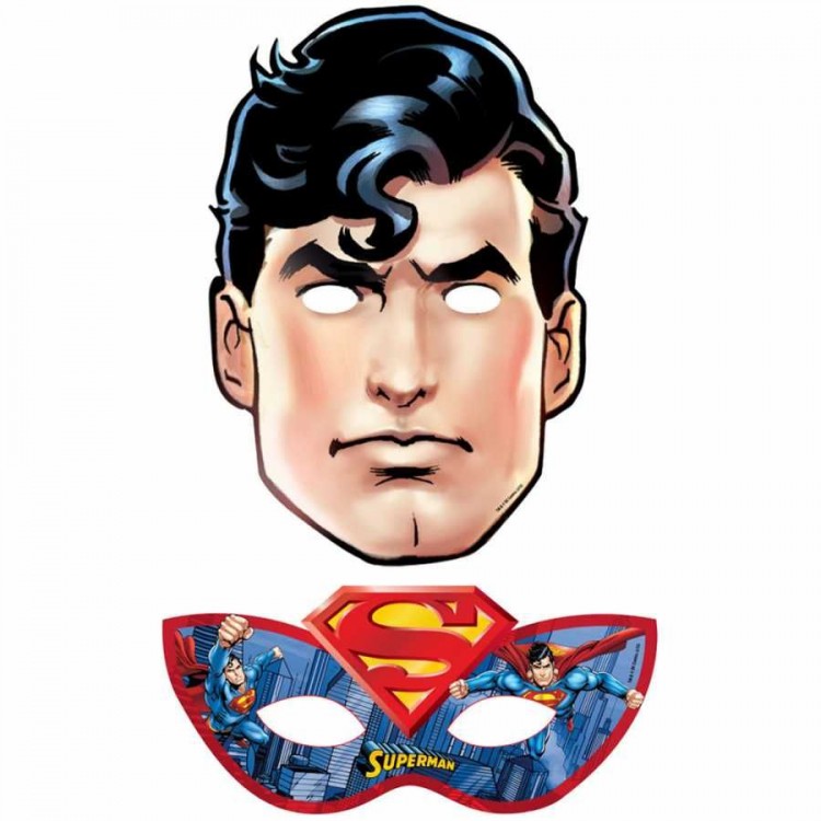 Superman Themed Cardboard Mask 6 Pack