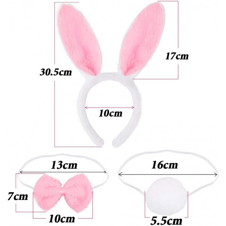 Rabbit Costume Set Crown Bow Tie Tail Pink Color