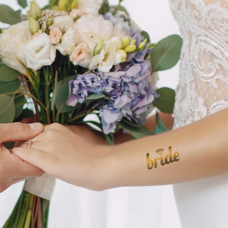 Single Bride Tattoo Model 2 - Gold Gilding - 5,5 cm x 5.5 cm - Temporary Tattoo