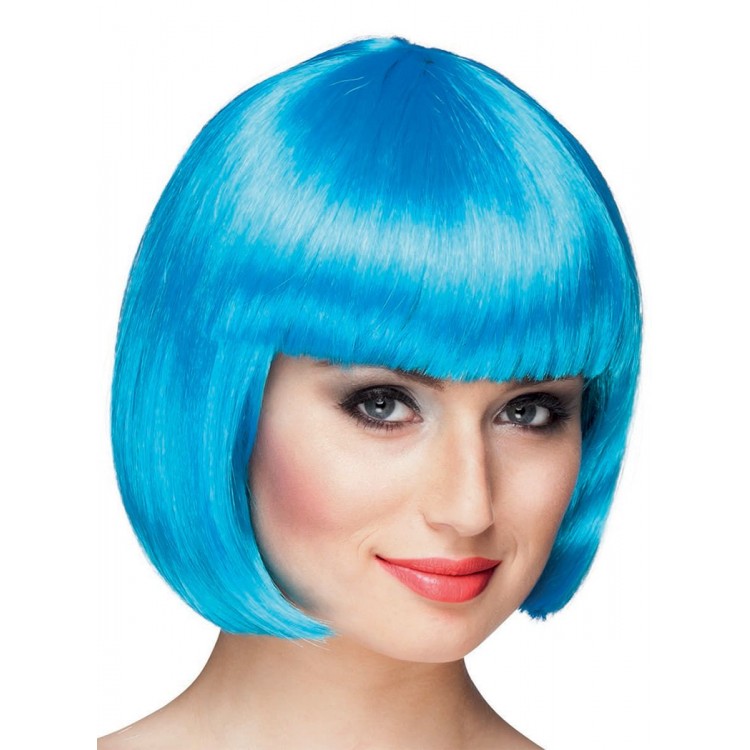 Turquoise Color Party Wig Blunt Hair