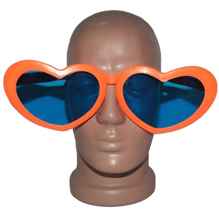 Orange Color Mega Size Jumbo Heart Shaped Party Glasses