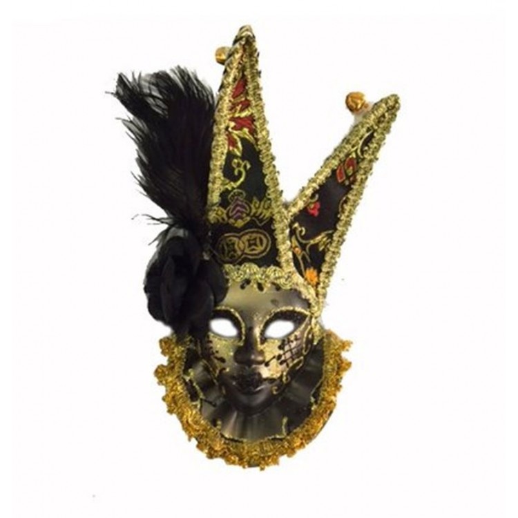Feathered Decorative Ceramic Mask Black Color