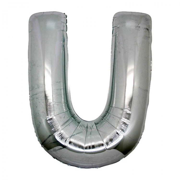 U Letter Foil Balloon Silver Color 40 inch
