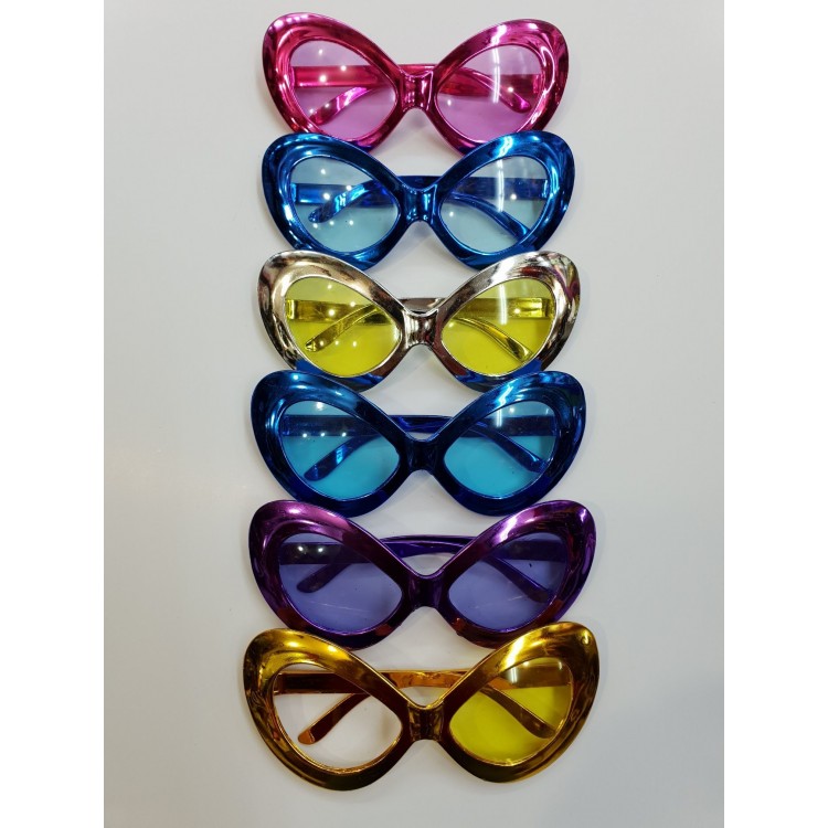 Metalized Yeşilçam 80's and 90's Party Glasses 6 Colors 15x7 cm