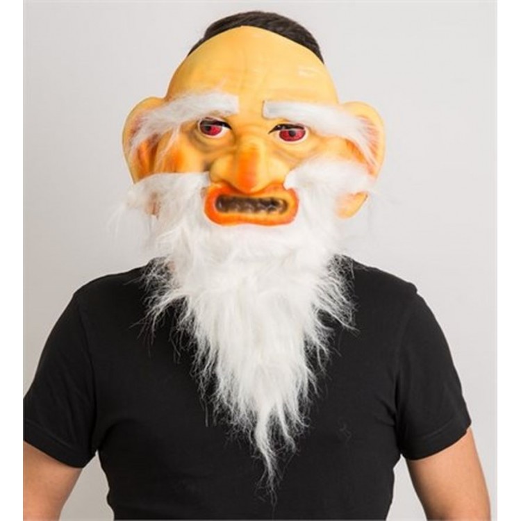 Long White Bearded Ghoul Halloween Mask Small Size