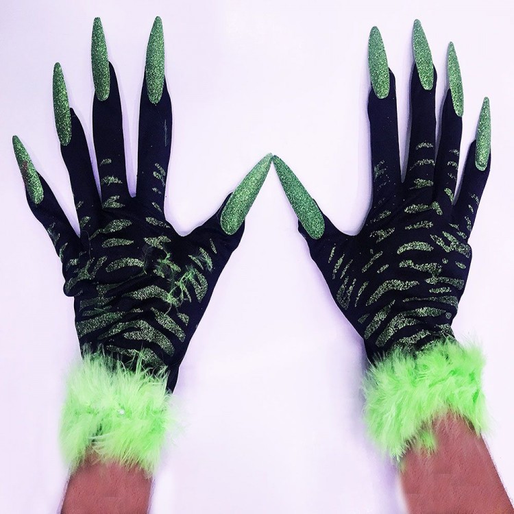 1 Pair of Green Otrishi Halloween Nails Gloves