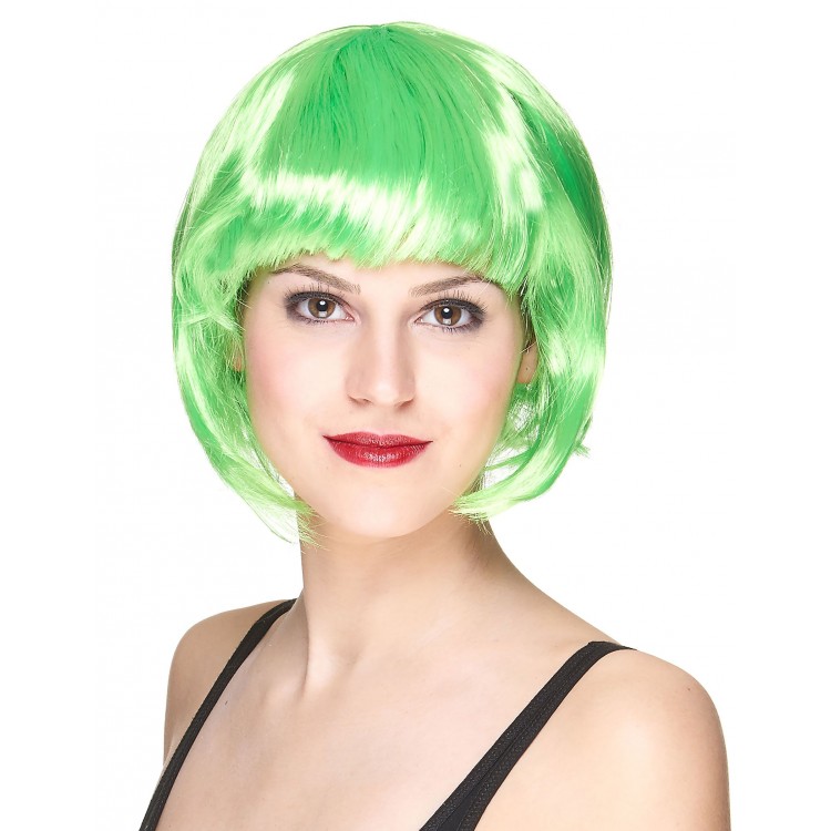 Green Party Wig Short Blunt Hair