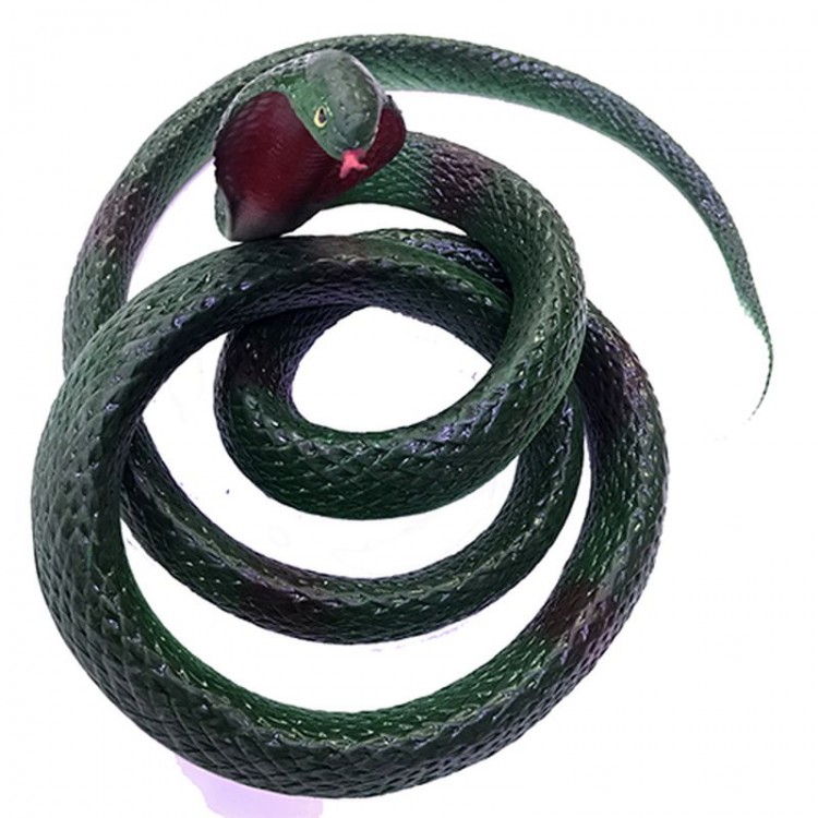 Green Color Realistic Mega Size Cobra Model Silicone Soft Snake 135 cm