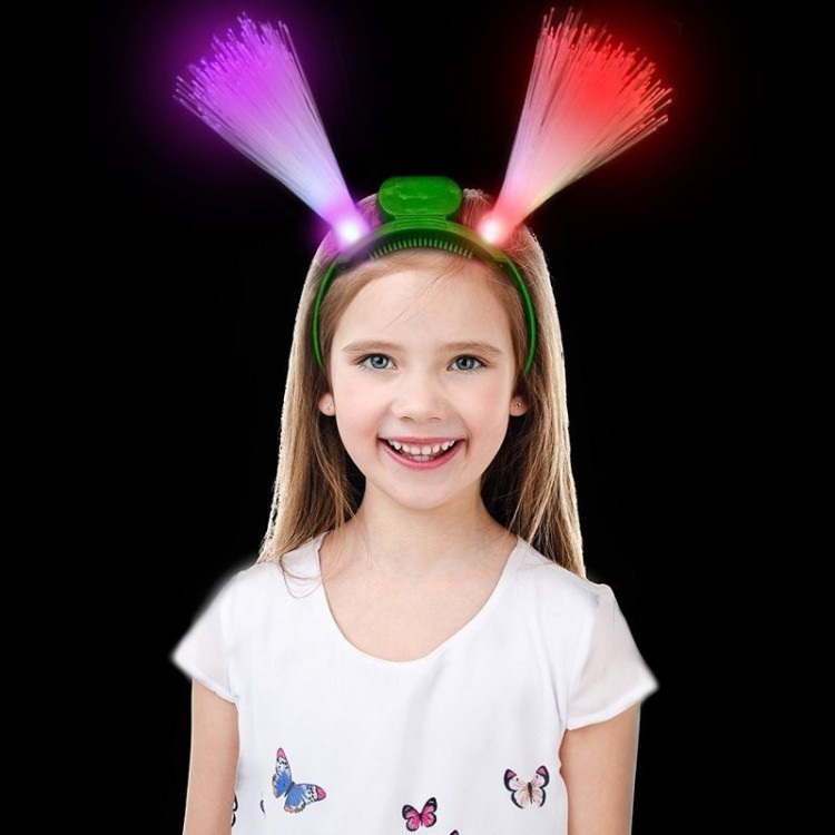 Green Color Crown Fiber Optic Colorful Illuminated Party Crown