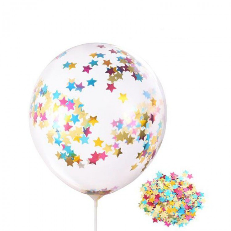 Star Sequin Transparent Round Balloon 24 Inch