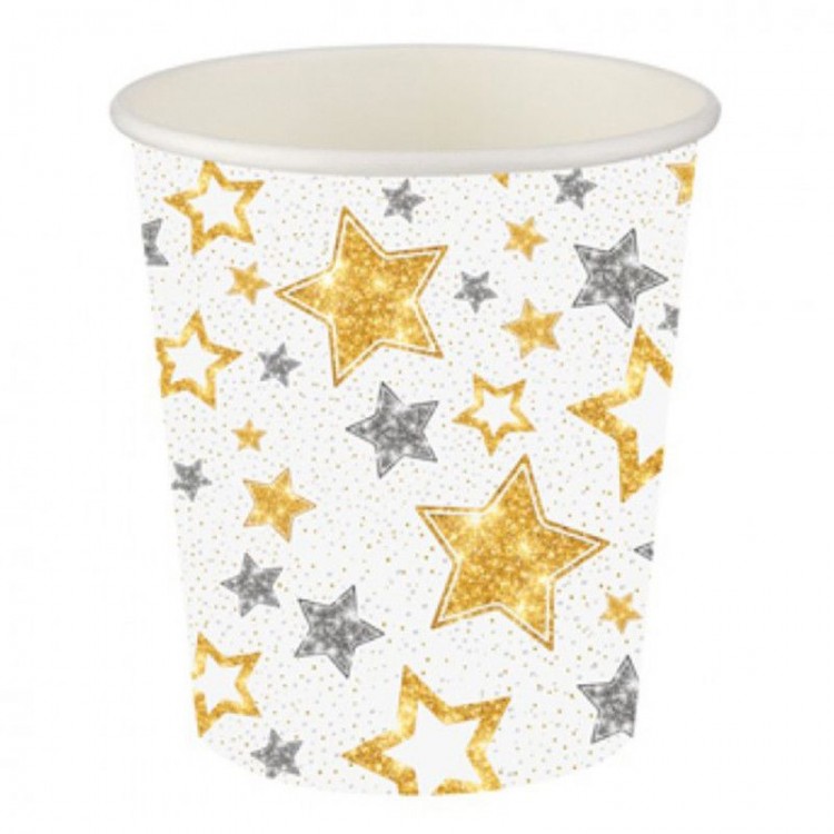 Stars White Paper Cup 200cc-8oz 8pcs