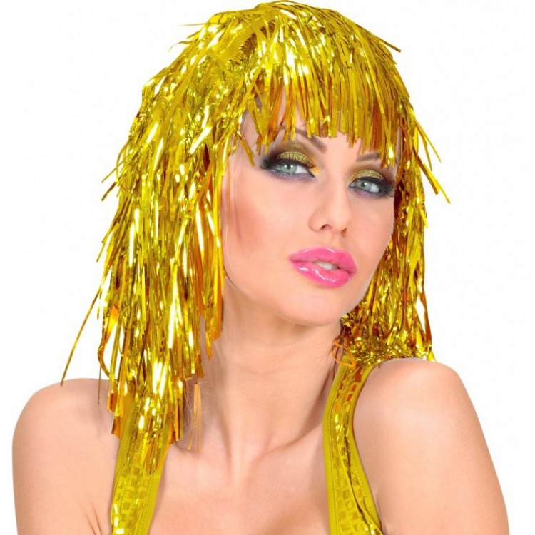 Golden Blonde Sparkly Metalized Party Wig