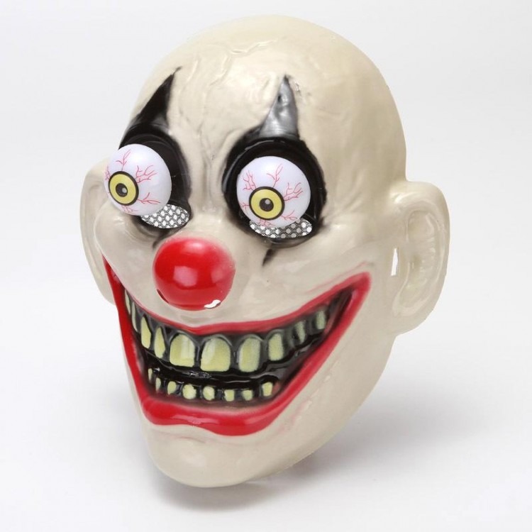 Plastic Joker Clown Horror with Movable Eyes and Rubber ApparatusMaskesi