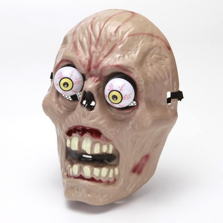 Plastic Mummy Horror Mask with Movable Eyes and Rubber Apparatus