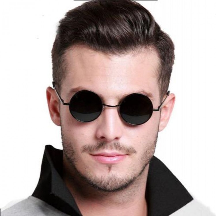 Round Glasses John Lennon Style Black Glasses with Silver Frames