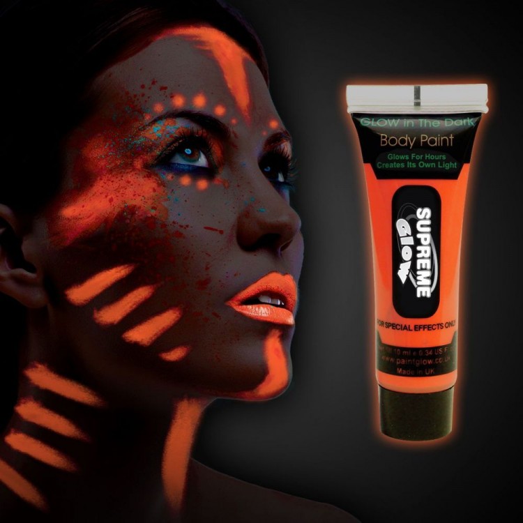 Glow in the Dark Phosphorescent Neon Glow Party Face PaintBody Cream Orange Color