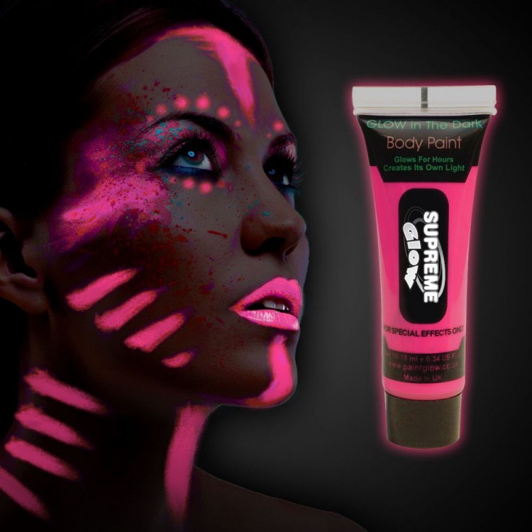 Glow in the Dark Phosphorescent Neon Glow Party Face PaintBody Cream Pink Color