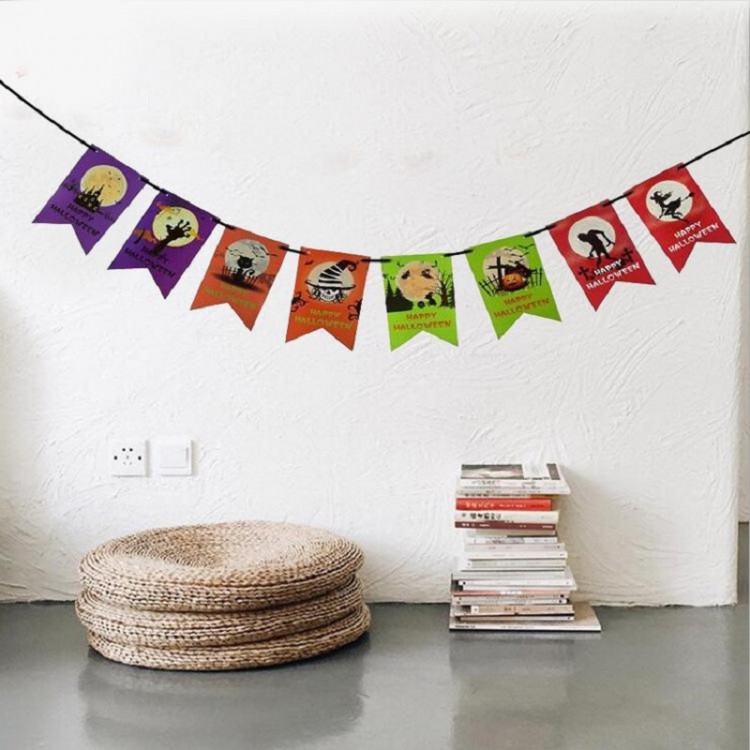 Halloween Printed Party Decoration Flag Ornament Pennant 3Metre