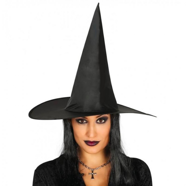 Adult Size Black Witch Hat and Long BlackWitch Wig