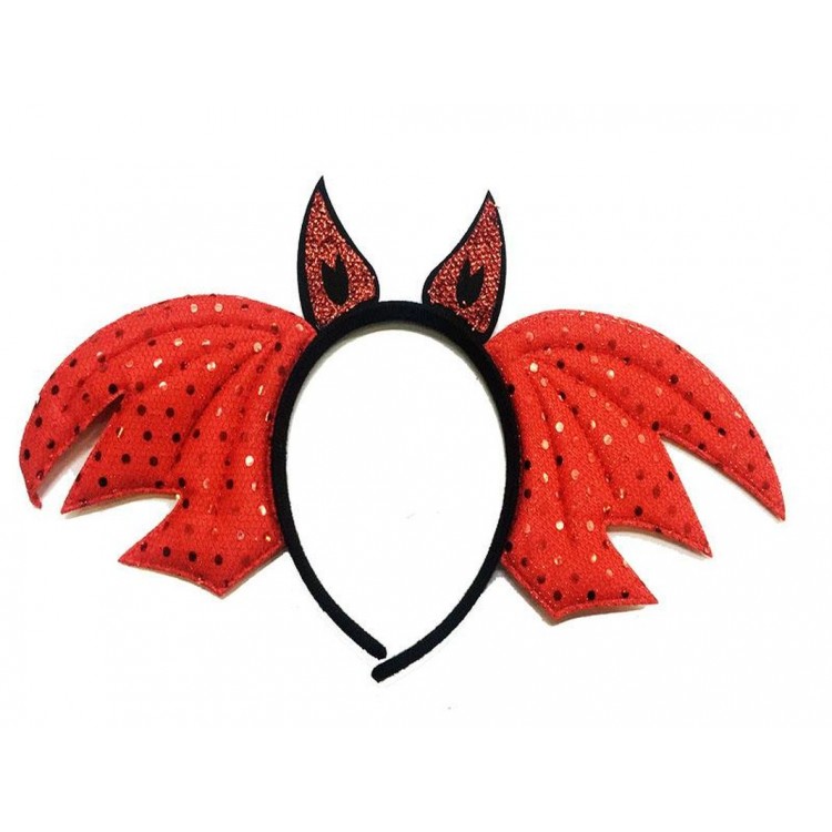 Red Color Bat Model Horned Halloween Crown 37x19 cm