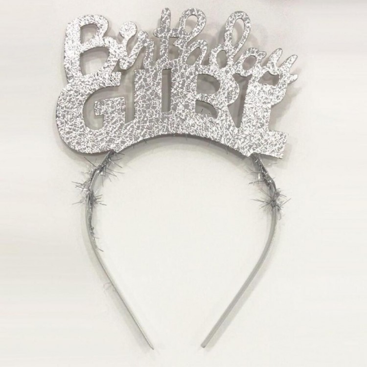 Birthday Girl Written Silver Color Party GirlDay Crown