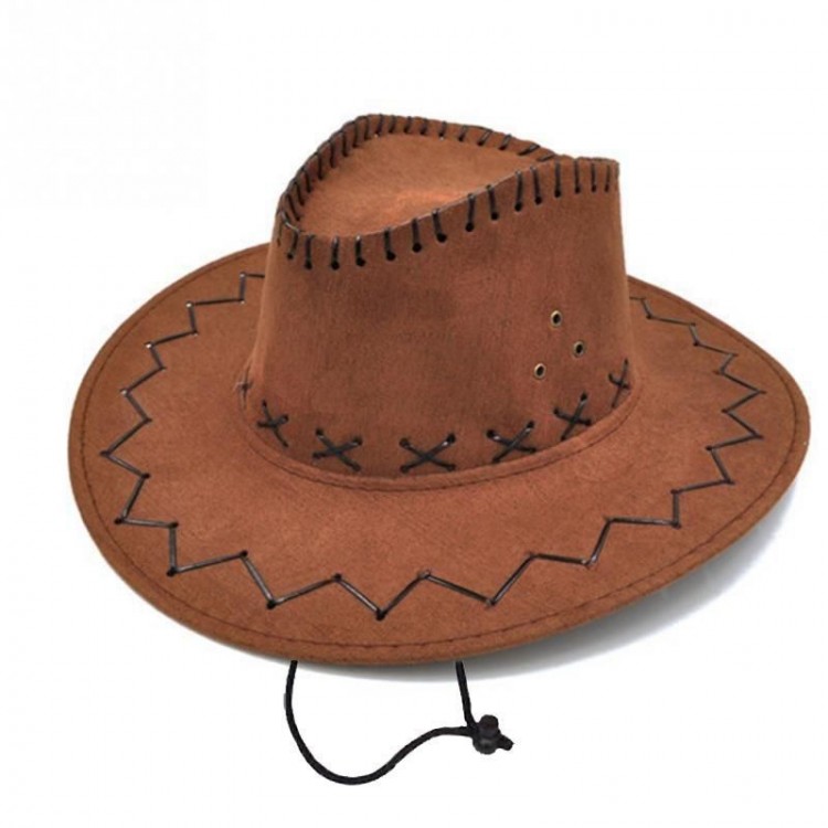 Lace-Up Adult Size Nubuck Suede Cowboy Hat BrownRenk