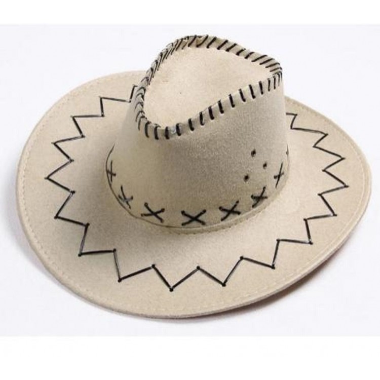 Lace-Up Adult Size Nubuck Suede Cowboy Hat CreamRenk