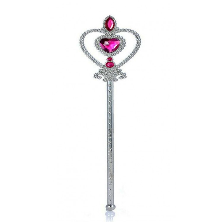 Fuchsia Color Heart Embroidered Stone Frozen Anna Elsa Wand 32 cm