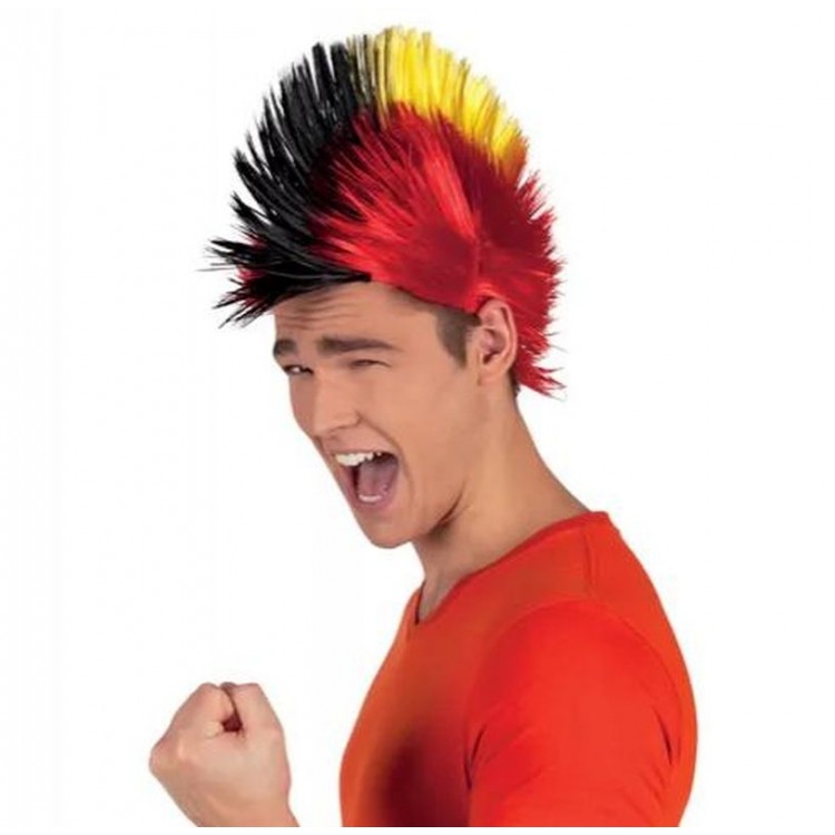 Mohican Mohawk Punk 70's 80's Wig Rainbow Wig Red Yellow Black Fringed