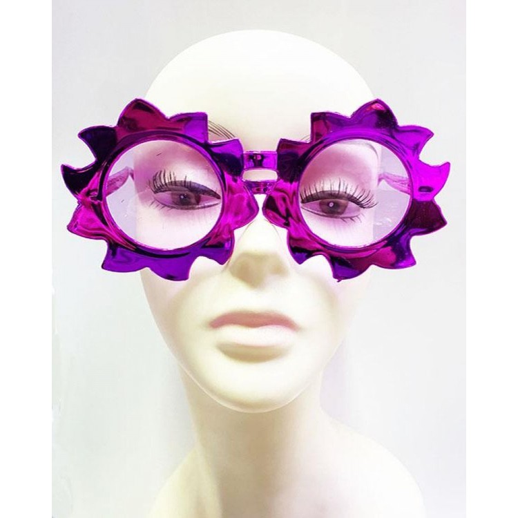Sun Model Metalized Shiny Party Glasses Pink Color 14x7 cm