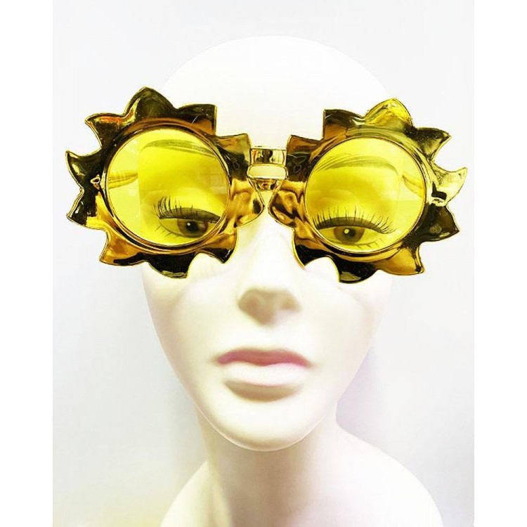 Sun Model Metalized Shiny Party Glasses Yellow Color 14x7 cm