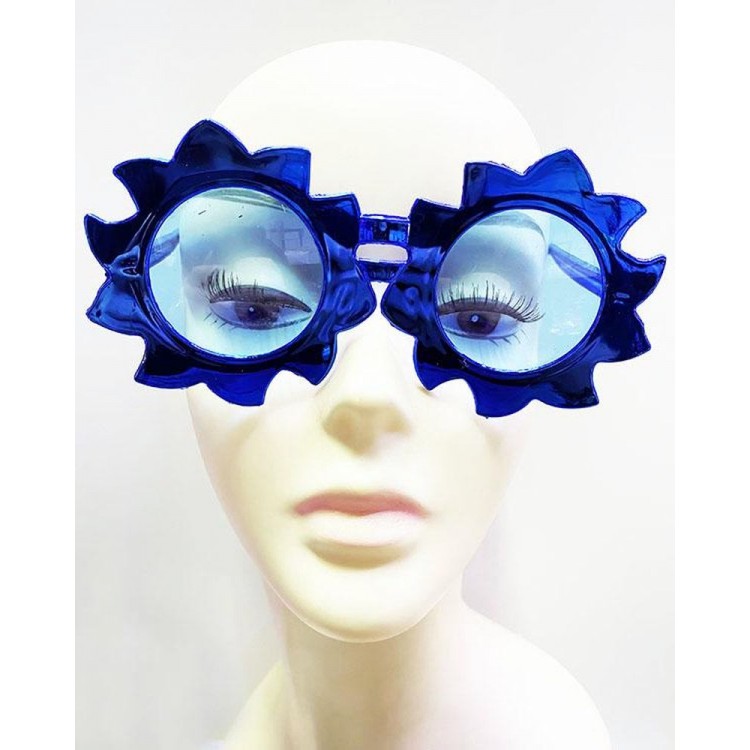 Sun Model Metalized Shiny Party Glasses Blue Color 14x7 cm