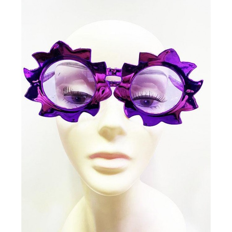 Sun Model Metalized Shiny Party Glasses Purple Color 14x7 cm