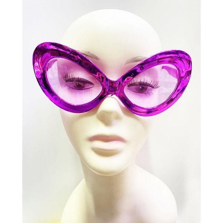Metalized Yeşilçam 80's and 90's Party Glasses Pink Color 15x7 cm