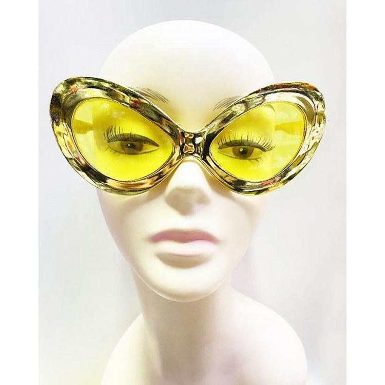 Metalized Yeşilçam 80's and 90's Party Glasses Gold Color 15x7 cm