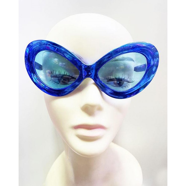 Metalized Yeşilçam 80's and 90's Party Glasses Blue Color 15x7 cm