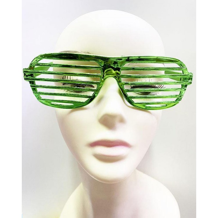 Metalized Shutter Shaped Shiny Party Glasses Green Color 15x6 cm