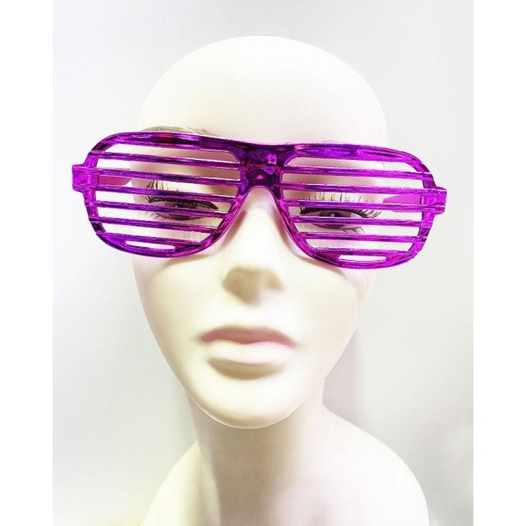 Metalized Shutter Shaped Shiny Party Glasses Pink Color 15x6 cm